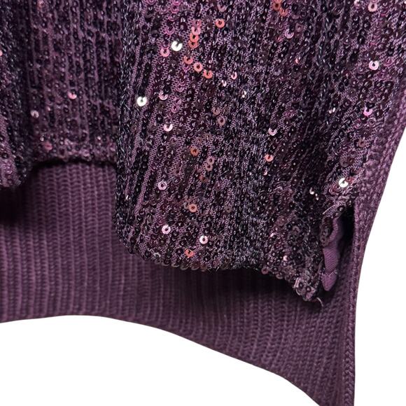 Calvin Klein Sequin Front Crew Neck Long Sleeve Sweater in Port Size Medium - Picture 7 of 9